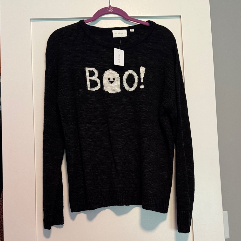 Black 'Boo!' Halloween Sweater